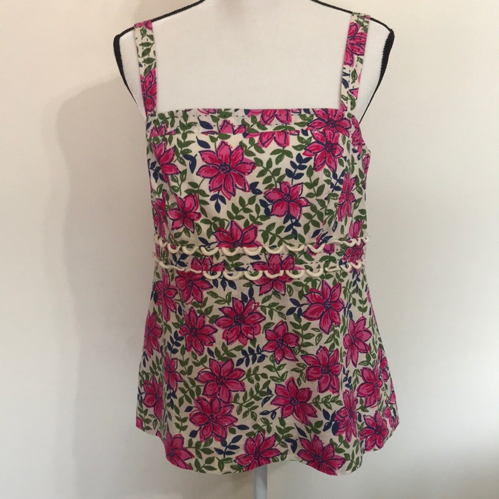 Lily Pulitzer top strappy sz 10 floral pink/cream